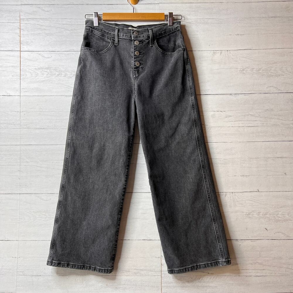 Levis Jeans Womens Size 28 Faded Black Mile High Cropped Wide Leg Cotton Blend